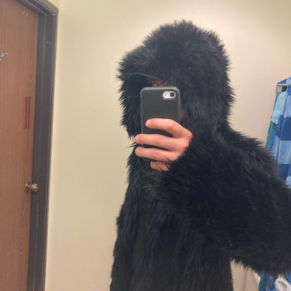 new! black wolf spirit hood faux fur hooded jacket